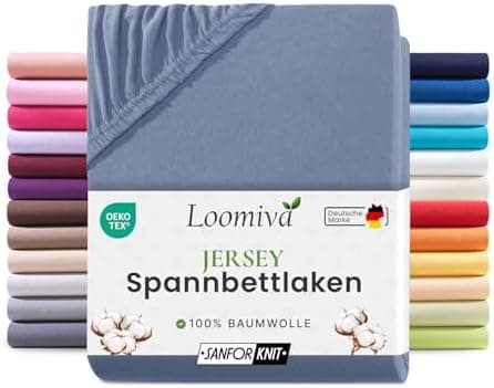Jersey-Spannbettlaken 100% Baumwolle – 90–100×200 cm, für Matratzen bis 25 cm (Steghöhe bis 23 cm), Beige