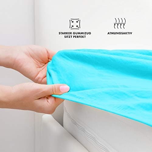 Jacobson Jersey-Spannbettlaken – 50% Baumwolle/50% Polyester, elastisch & hautsympathisch – 180–200 x 200 cm, 1er Set, N