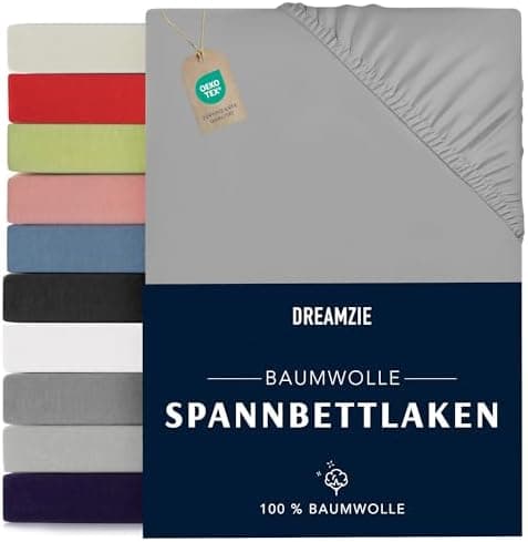 Dreamzie Spannbettlaken 90x190/200 cm – 100% Jersey‑Baumwolle, OEKO‑TEX STANDARD 100