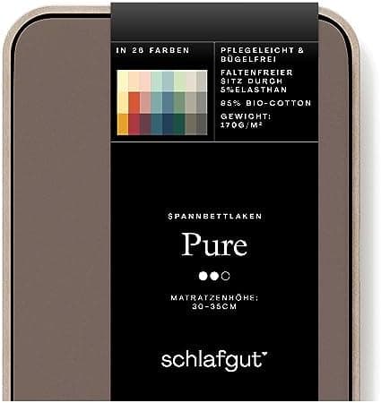 Schlafgut Pure Spannbettlaken 90x200 bis 100x220 cm – 95% Bio-Baumwolle & 5% Elasthan, Oeko-TEX zertifiziert – passend f