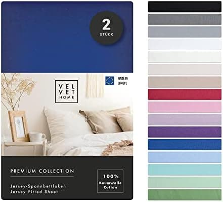 VelvetHome Spannbettlaken 120 x 200 cm – 100% gekämmte Baumwolle (Jersey), passend für Matratzen bis 25 cm