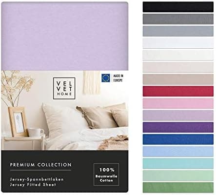 VelvetHome Spannbettlaken 120 x 200 cm – 100% gekämmte Baumwolle (Jersey), passend für Matratzen bis 25 cm