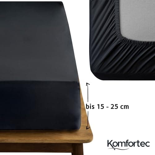 Komfortec Spannbettlaken 90x200 cm Jersey-Baumwolle – OEKO-TEX® Standard 100, Rundumgummizug für perfekte Passform, Weiß