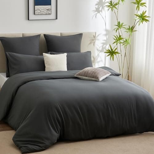 WAVVE Bettwäsche 135x200 – 4‑teiliges Mikrofaser‑Set Anthrazit (inkl. 2×80×80 cm Kissenbezüge) mit Reißverschluss, OEKO‑