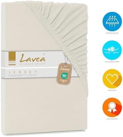 Lavea Spannbettlaken 120x200 cm – atmungsaktives Baumwoll‑Jersey, passend für Matratzen bis 20 cm (Mittelgrau)