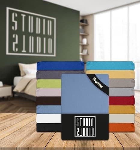 STUDIO Basic Frottee-Spannbettlaken 90 x 200 cm – weiches 80% Baumwolle/20% Polyester, elastisch & bügelfrei, OEKO-TEX f