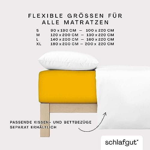 Schlafgut Pure Spannbettlaken 90x200 bis 100x220 cm – 95% Bio-Baumwolle & 5% Elasthan, Oeko-TEX zertifiziert – passend f