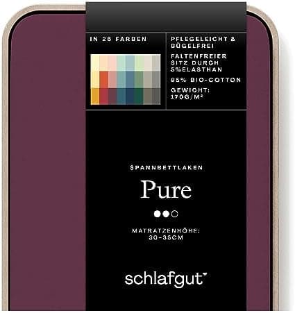 Schlafgut Pure Spannbettlaken 90x200 bis 100x220 cm – 95% Bio-Baumwolle & 5% Elasthan, Oeko-TEX zertifiziert – passend f