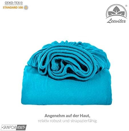 leevitex® Spannbettlaken 180x200–200x200 cm | 100% Jersey-Baumwolle | für Matratzen bis 25 cm
