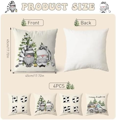 Aitsite 4er-Pack Weihnachts-Kissenbezüge 45 x 45 cm – Winterliche Dekoration für Sofa & Wohnzimmer