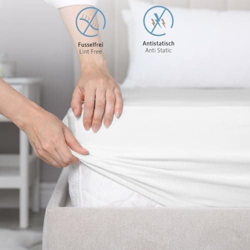 Komfortec Spannbettlaken 90x200 cm Jersey-Baumwolle – OEKO-TEX® Standard 100, Rundumgummizug für perfekte Passform, Weiß