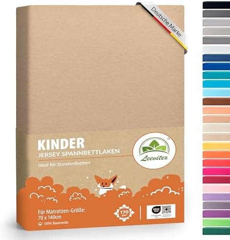 leevitex® Spannbettlaken 180x200–200x200 cm | 100% Jersey-Baumwolle | für Matratzen bis 25 cm