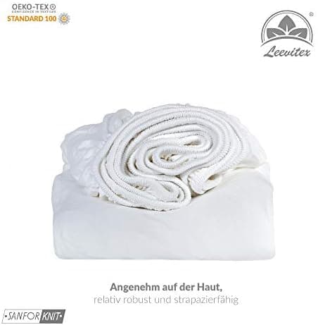 leevitex® Spannbettlaken 180x200–200x200 cm | 100% Jersey-Baumwolle | für Matratzen bis 25 cm