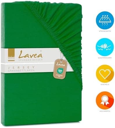 Lavea Spannbettlaken 120x200 cm – atmungsaktives Baumwoll‑Jersey, passend für Matratzen bis 20 cm (Mittelgrau)