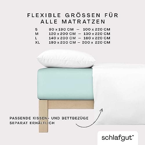 Schlafgut Pure Spannbettlaken 90x200 bis 100x220 cm – 95% Bio-Baumwolle & 5% Elasthan, Oeko-TEX zertifiziert – passend f