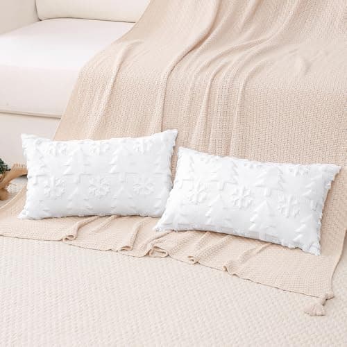 Artscope 2er-Set Kissenbezüge (40x40 cm) – weicher Kurzplüsch Wollsamt, Schneeflocke Creme Beige