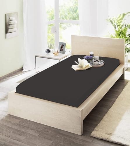 Spannbettuch Jersey mit Elasthan – 97% Baumwolle / 3% Elasthan, elastisches Spannbettlaken Weiß (90–100 × 200–220 cm)