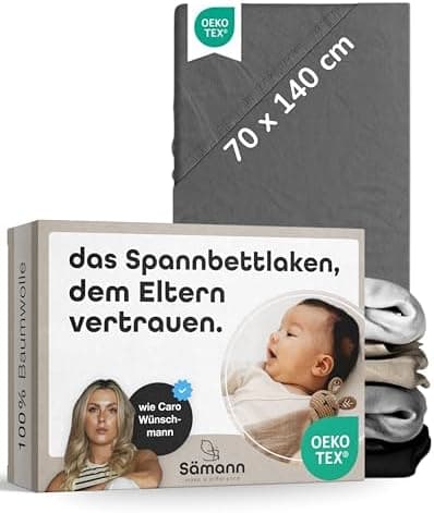 Sämann® Spannbettlaken Jersey 90x200 cm – Baumwolle, anthrazit