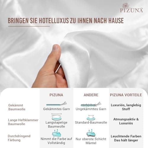 Pizuna Kissenbezüge 2er-Pack 40 x 80 cm Dunkelblau – 100% Langstapel-Baumwolle, 400 Fadenzahl