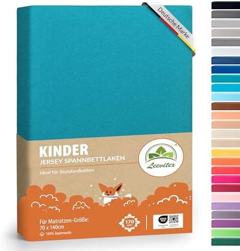 leevitex® Spannbettlaken 180x200–200x200 cm | 100% Jersey-Baumwolle | für Matratzen bis 25 cm