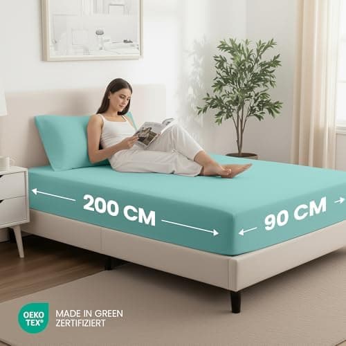 Utopia Bedding 2er-Set Spannbettlaken 140 x 200 cm – OEKO-TEX MADE IN GREEN zertifiziert – 35 cm Tiefe Tasche