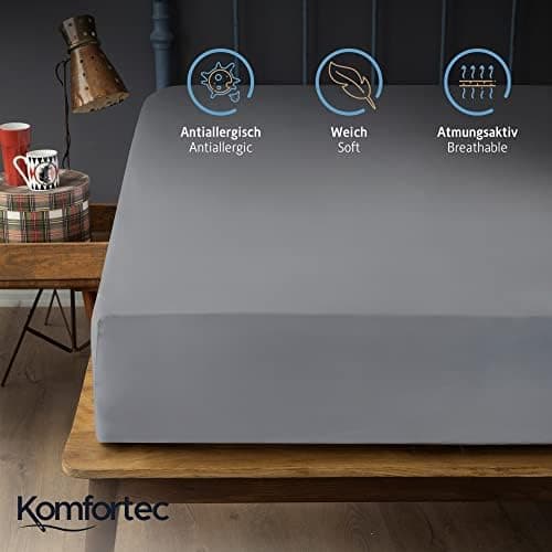 Komfortec Spannbettlaken 90x200 cm Jersey-Baumwolle – OEKO-TEX® Standard 100, Rundumgummizug für perfekte Passform, Weiß