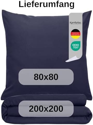 Komfortec Bettwäsche 2‑teilig (Bettbezug 155x220 + Kissenbezug 80x80) – superweiche gebürstete 100% Mikrofaser, Grau, OE