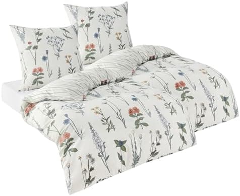 BEDSURE Bettwäsche-Set 135x200 (4-teilig) – Wendebettwäsche OEKO-TEX STANDARD 100 mit Reißverschluss, 2×80x80 Kissenbezü