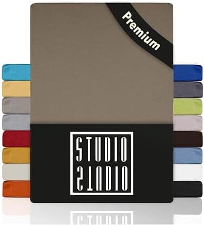 STUDIO Spannbettlaken Jersey – 97 % Baumwolle / 3 % Elastan – 120×200 / 120×220 / 130×200 / 130×220 cm, passend für Matr