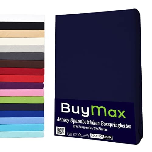 Buymax® Spannbettlaken 140x200 cm – 100% Baumwolle (Jersey), für Matratzen bis 25 cm