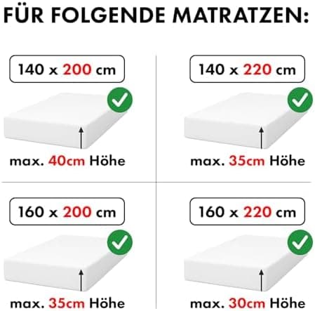 Jacobson Premium Spannbettlaken – Jersey-Baumwolle 200 g/m² mit Elasthan, 180x200–200x200 cm