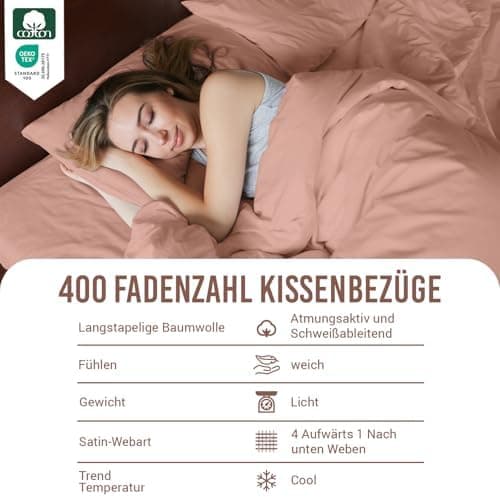 Pizuna Kissenbezüge 2er-Pack 40 x 80 cm Dunkelblau – 100% Langstapel-Baumwolle, 400 Fadenzahl