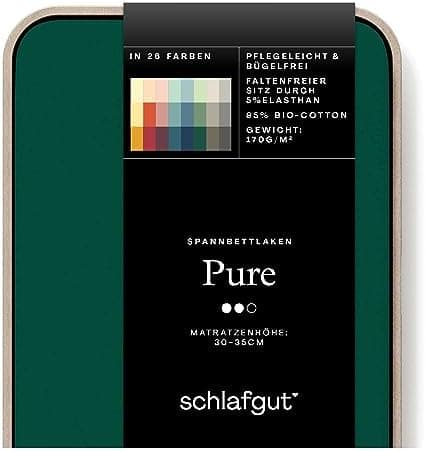 Schlafgut Pure Spannbettlaken 90x200 bis 100x220 cm – 95% Bio-Baumwolle & 5% Elasthan, Oeko-TEX zertifiziert – passend f