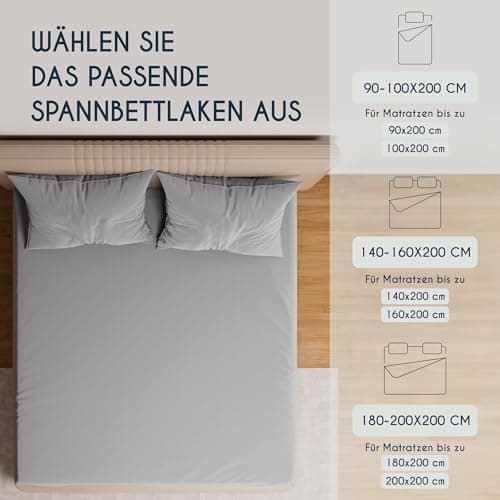 Dreamzie Topper-Spannbettlaken 180×200–200×200 cm – Jersey-Baumwolle 150 g/m², OEKO‑TEX STANDARD 100, extra niedrige Sei