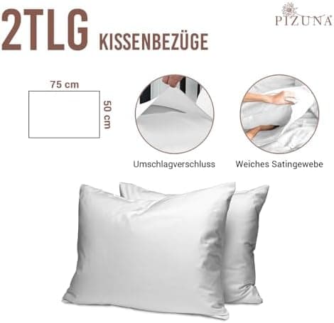 Pizuna Kissenbezüge 2er-Pack 40 x 80 cm Dunkelblau – 100% Langstapel-Baumwolle, 400 Fadenzahl