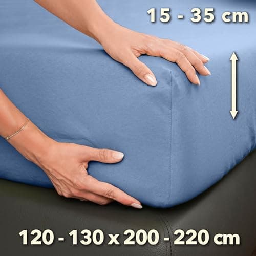 STUDIO Spannbettlaken Jersey – 97 % Baumwolle / 3 % Elastan – 120×200 / 120×220 / 130×200 / 130×220 cm, passend für Matr
