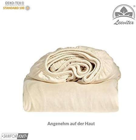 leevitex® Spannbettlaken 180x200–200x200 cm | 100% Jersey-Baumwolle | für Matratzen bis 25 cm
