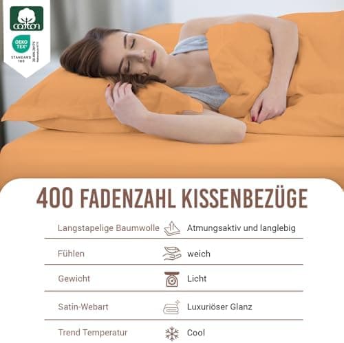 Pizuna Kissenbezüge 2er-Pack 40 x 80 cm Dunkelblau – 100% Langstapel-Baumwolle, 400 Fadenzahl