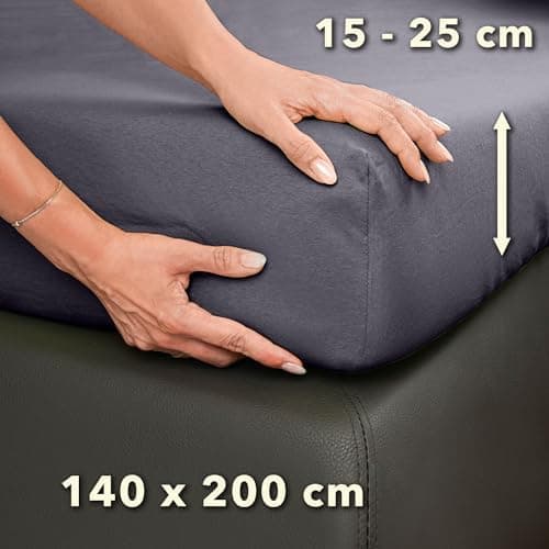 STUDIO Basic Spannbettlaken 200×220 cm – Jersey aus 100% gekämmter Baumwolle, elastisch & bügelfrei, passend für Matratz