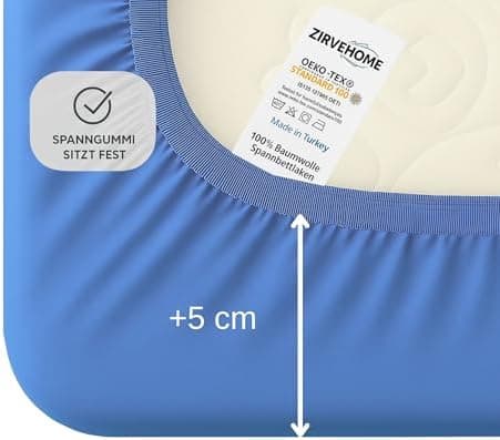 Spannbettlaken 120x200 cm – Jersey 100% Baumwolle – für Matratzen bis 25 cm Höhe