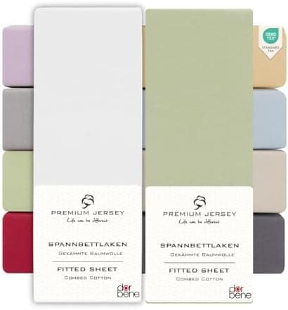 Spannbettlaken 90x200 – Jersey 100% gekämmte Baumwolle, passend für Matratzen bis 30 cm