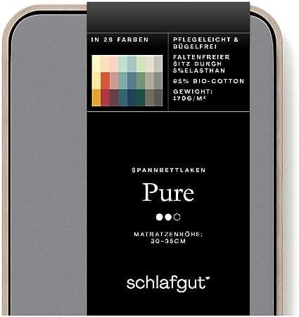 Schlafgut Pure Spannbettlaken 90x200 bis 100x220 cm – 95% Bio-Baumwolle & 5% Elasthan, Oeko-TEX zertifiziert – passend f