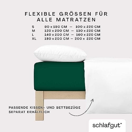 Schlafgut Pure Spannbettlaken 90x200 bis 100x220 cm – 95% Bio-Baumwolle & 5% Elasthan, Oeko-TEX zertifiziert – passend f