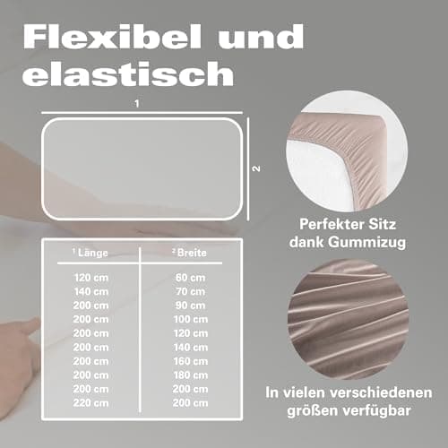 BaSaTex Bio-Jersey Spannbettlaken 120x200 cm – 100% Bio-Baumwolle, GOTS-zertifiziert – Taupe