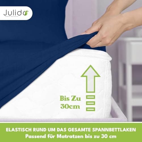 Julido Jersey-Spannbettlaken 140x200 cm – Baumwolle, OEKO-TEX® Standard 100, hautfreundlich & allergikergeeignet, Grün
