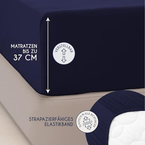 Dreamzie Topper-Spannbettlaken 180×200–200×200 cm – Jersey-Baumwolle 150 g/m², OEKO‑TEX STANDARD 100, extra niedrige Sei