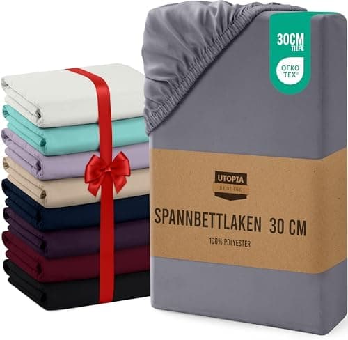 Utopia Bedding Spannbettlaken 120 x 200 cm für Matratzen bis 30 cm – gebürstete Mikrofaser, OEKO‑TEX® STANDARD 100