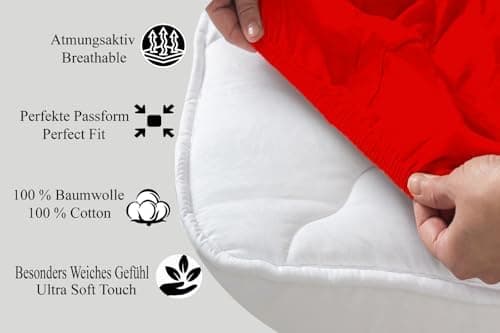 120x200 cm Jersey-Spannbettlaken – 100% Baumwolle, Weiß