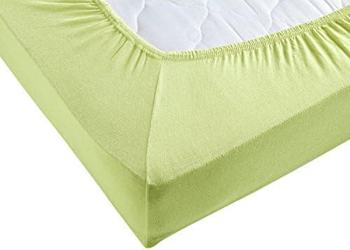 Jersey-Spannbettlaken 100% Baumwolle – 90–100×200 cm, für Matratzen bis 25 cm (Steghöhe bis 23 cm), Beige