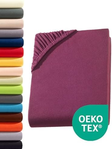 Jersey-Spannbettlaken 100% Baumwolle – 90–100×200 cm, für Matratzen bis 25 cm (Steghöhe bis 23 cm), Beige